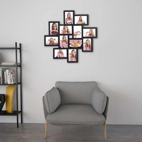 Moldura para colagem de 12 fotografias 10 x 15 cm preto