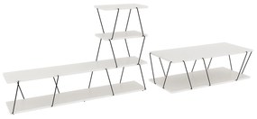 Conjunto de Mobiliário de Sala Basak – Branco e Preto – TV Stand 150x9