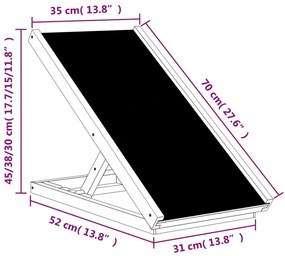 Rampa para cães 70x35 cm madeira de abeto maciça cinzento