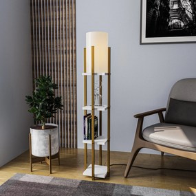 Candeeiro de Pé Shelf Lamp – Dourado – 25 x 25 x 130 cm