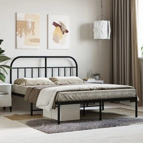 Estrutura de cama em metal com cabeceira 150x200 cm preto