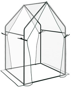 Outsunny Estufa de Jardim com 2 Portas com Fecho de Correr Anti UV para Cultivo de Plantas Flores 90x90x145 cm Transparente | Aosom Portugal