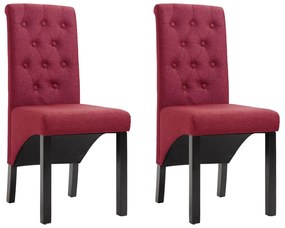 vidaXL Cadeiras de jantar 2 pcs tecido vermelho tinto