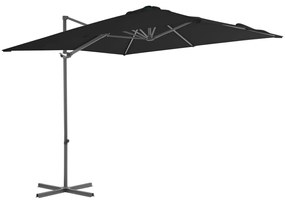Guarda-sol de jardim cantilever c/ poste aço 250x250 cm preto