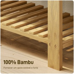 Banco Sapateira de Bambu Sapateira com Assento Almofadado 2 Prateleiras para 6 Pares de Sapatos 60x29x49 cm Madeira e Cinzento