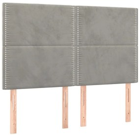Estrutura de cama sem colchão 140x200 cm veludo cinzento-claro
