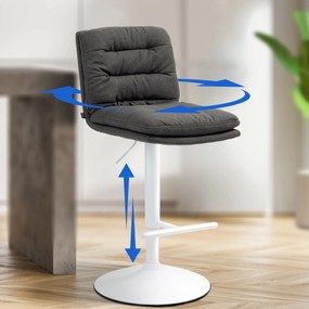 Banco de bar Damar em tecido com estrutura branca 94-116 x 42 x 56 cm Cinzento escuro