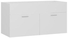Armário de lavatório 90x38,5x46 cm contraplacado branco