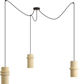 Candeeiro suspenso retro bege 3-luzes - Monti