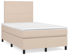 vidaXL Cama boxspring c/ colchão 120x190cm couro artificial cappuccino