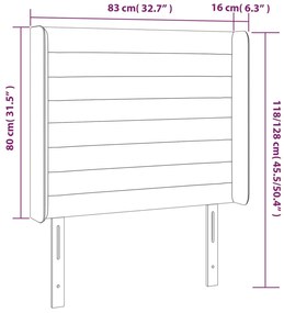 Cabeceira de cama c/ luzes LED veludo 83x16x118/128 cm preto
