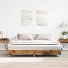 vidaXL Estrutura de cama sem colchão 200x200 cm madeira velha