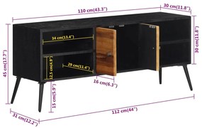 Móvel de TV 112x31x45 cm madeira de teca recuperada maciça