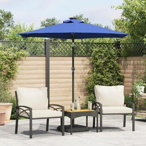 vidaXL Guarda-sol de jardim com poste de aço 225x225x212 cm azul-ciano