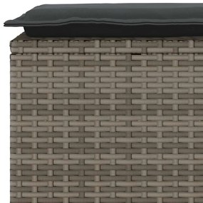 Banco de jardim com almofadão 110x40x44 cm vime PE cinzento
