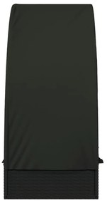 Espreguiçadeira com teto redondo 211x57x140 cm vime PE preto