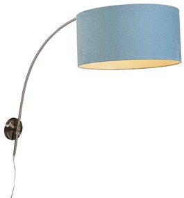 Candeeiro de parede em arco de aço com abajur azul 50/50/25 ajustável Moderno