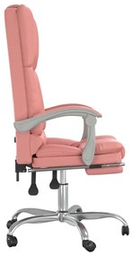Cadeira escritório massagens reclinável couro artificial rosa