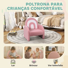 Poltrona para Crianças com Encosto em Forma de Arco-Íris Sofá para Crianças Tecido Suave em Borrego 45x41x52 cm Rosa