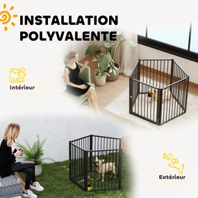 Parque para cães, parque para animais, 5 painéis 76 cm altura, vedação portátil dobrável, segura, preta