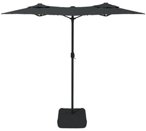 Guarda-sol jardim c/ cabeça dupla/luzes LED 316x240cm antracite