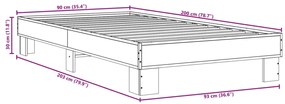 Estrutura de cama 90x200 cm derivados de madeira/metal preto