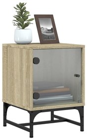 Mesa de cabeceira c/ porta de vidro 35x37x50 cm carvalho sonoma