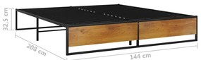 Estrutura de cama 140x200 cm metal preto