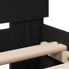 Cama da – Carvalho Preto, 90x190 cm, feita de madeira engenheirada.