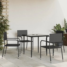 vidaXL 5 pcs conjunto de jantar para jardim vime PE e aço preto