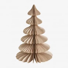 Árvore De Natal Em Papel Navira ↑30 Cm & Linho Bege Com Borda Dourada - Sklum