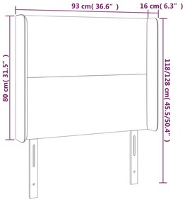 Cabeceira de cama c/ abas tecido 93x16x118/128cm cinzento-claro