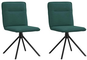 Cadeiras de jantar 2 pcs tecido verde-escuro