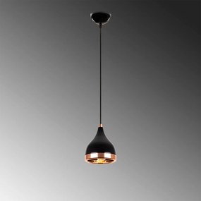 Candeeiro de Teto Yildo – Preto e Cobre – 15 x 15 cm – Altura Ajustáve