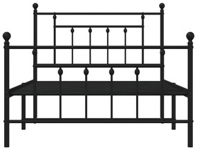 Estrutura de cama com cabeceira e pés 107x203 cm metal preto