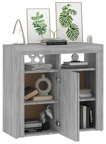 Aparador com luzes LED 80x35x75 cm cinzento sonoma