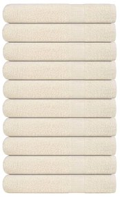 vidaXL Toalhas FROGN 10 pcs 100x200 cm 360 g/m² creme