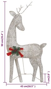 Renas de Natal 6 pcs malha dourado/branco quente