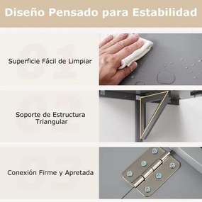 Mesa dobrável para parede 80 x 60 x 45 cm Mesa rebatível para espaços pequenos Secretária dobrável cinzenta