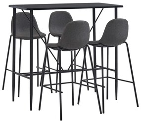 5 pcs conjunto de bar tecido cinzento-escuro