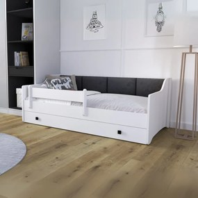 Cama infantil/individual Erik 160x80 branca - painel preto - colchão e estrado incluído