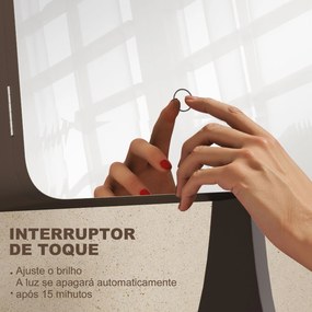 Espelho para Joias com Luzes LED Armário para Joias com Espelho de Corpo Inteiro Ajustável Gaveta Luzes com Desligar Automático Cinzento