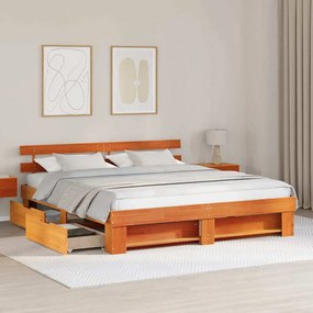 Estrutura da Cama Castanho-mel 180 x 200 cm Madeira Sólida