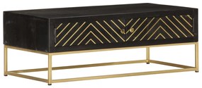 Mesa de centro 90x50x35 cm mangueira maciça preto e dourado