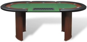 Mesa poker 10 jogadores c/ área crupiê e tabuleiro fichas verde