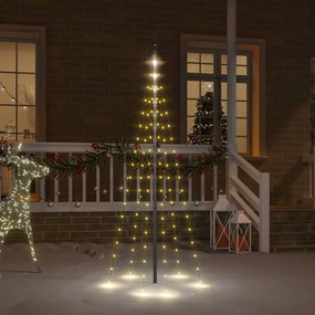 Árvore de Natal mastro de bandeira 108 LEDs 180cm branco quente