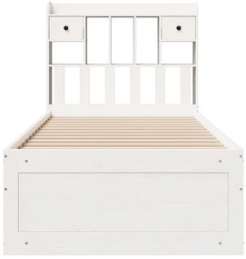 Cama com estante sem colchão 90x200 cm pinho maciço branco