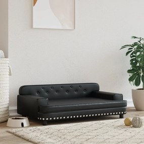 vidaXL Cama para cães 90x53x30 cm couro artificial preto