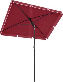 Outsunny Guarda-sol de jardim Guarda-sol reto retangular inclinável alumínio metal poliéster de alta densidade 200 x 130 cm vermelho | Aosom Portugal