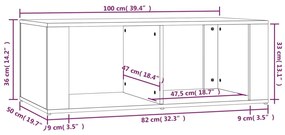 Mesa centro 100x50x36 cm derivados de madeira carvalho castanho